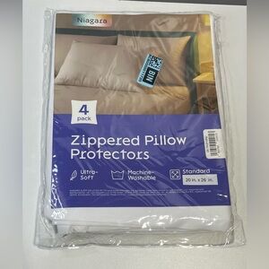 NEW 4 pack 20 in x 26 in White Zippered Pillow Protectors - bed pillow
